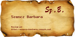 Szencz Barbara névjegykártya
